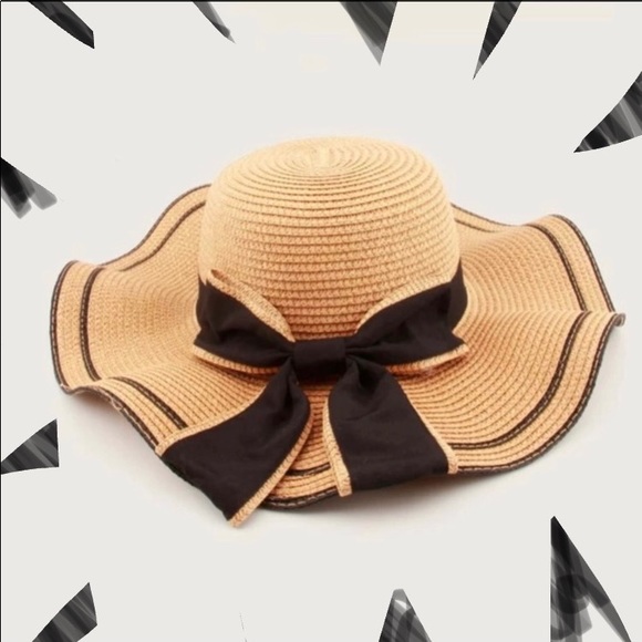 NEW Boutique! Black Ribbon Sun Hat - Picture 2 of 5